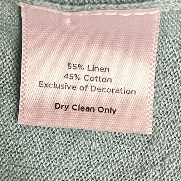 Talbots Cardigan Sweater L Linen Cotton Blend Half Sleeve Ruffle Button Front - Picture 7 of 7